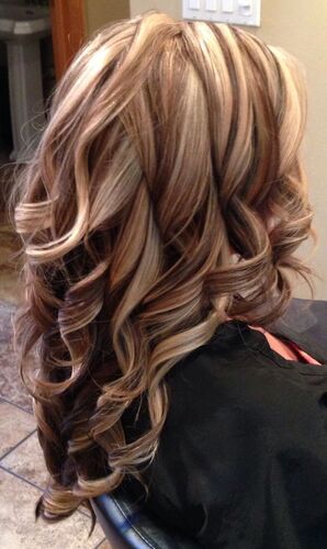 Chocolate Cherry Hair Color with Blonde Highlights
