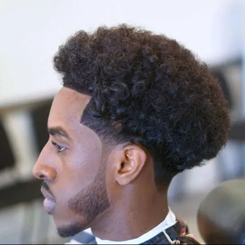 Low Taper Fade Curly Hair Black Male